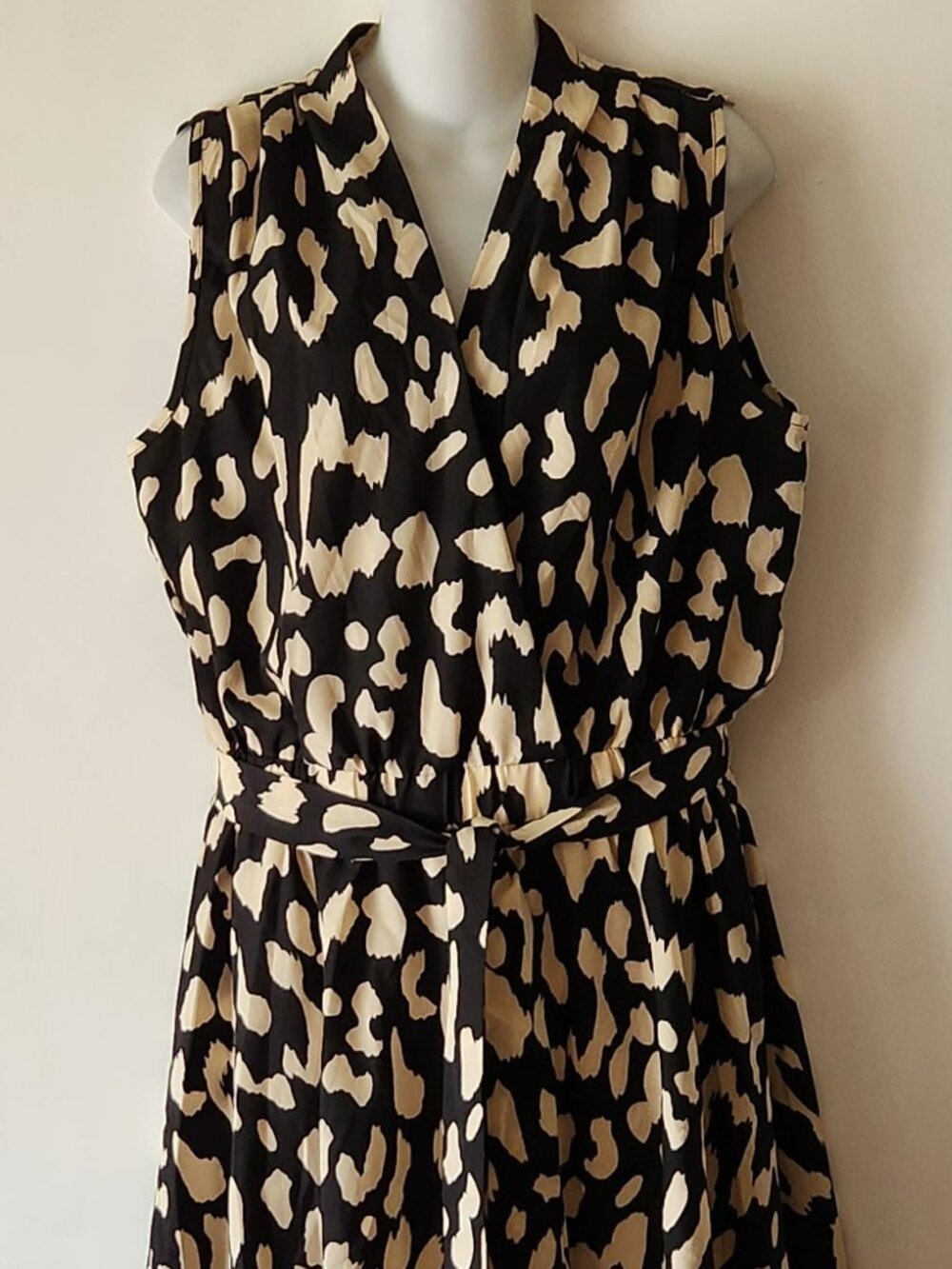 SHEIN dress sz 12 animal print black ecru VGUC